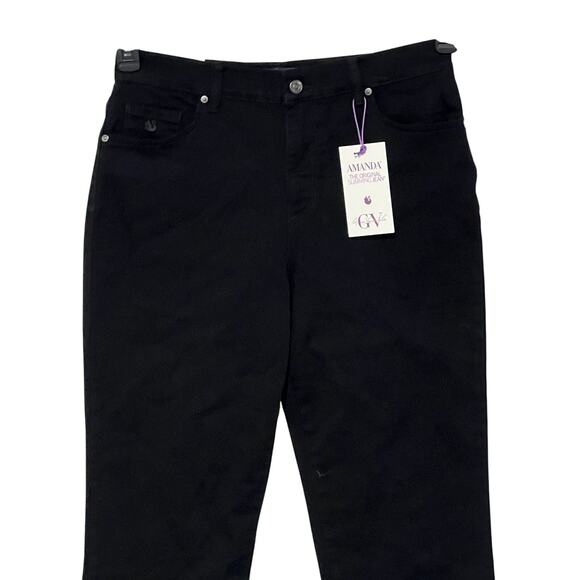 GLORIA VANDERBILT WOMENS JEANS AMANDA STRETCH TAPERED BLACK RINSE 10S SHORT NEW - Picture 6 of 15